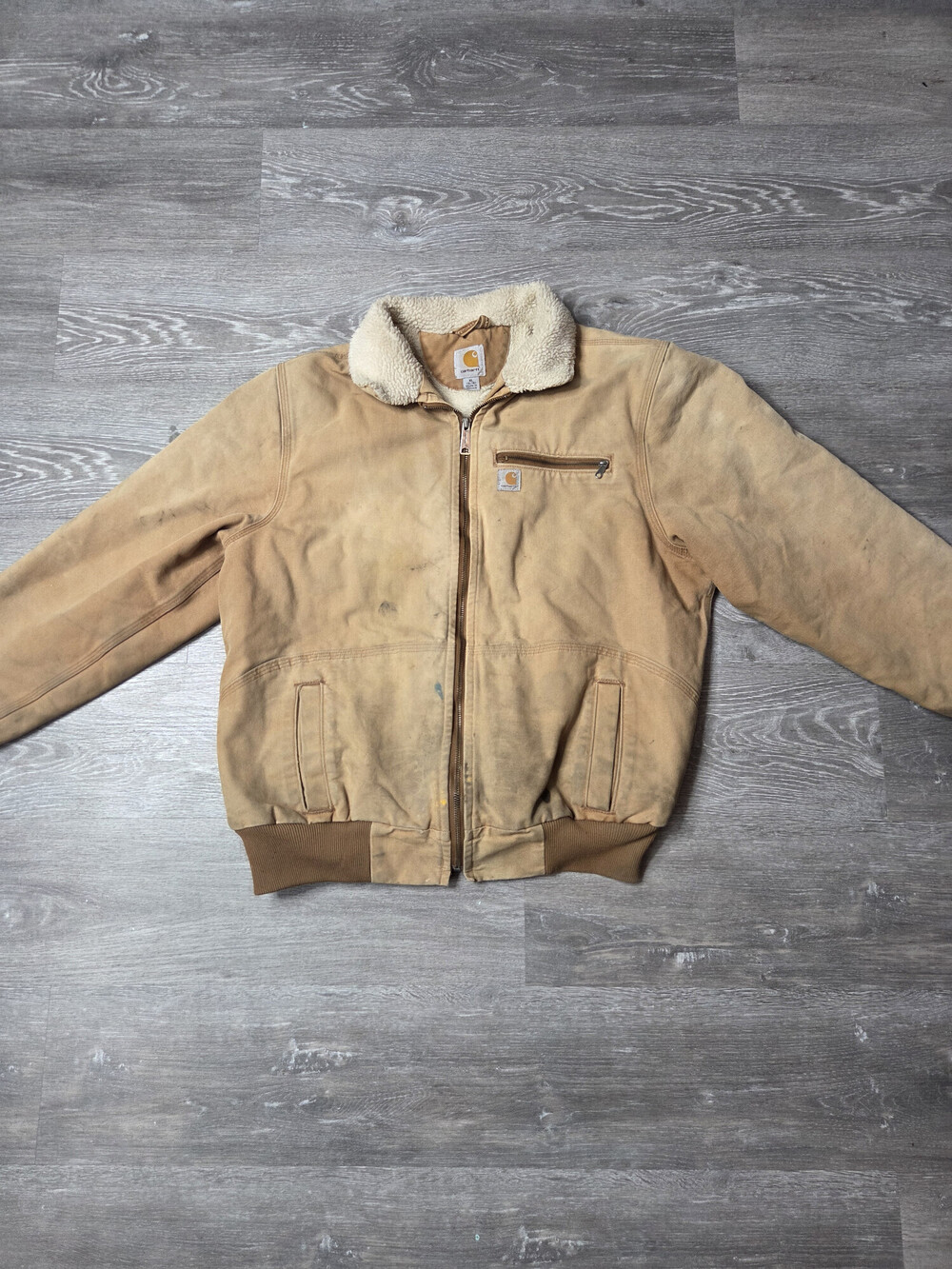Carhartt Wildwood Womens XL Sherpa Lined Canvas Work Jacket Tan Brown